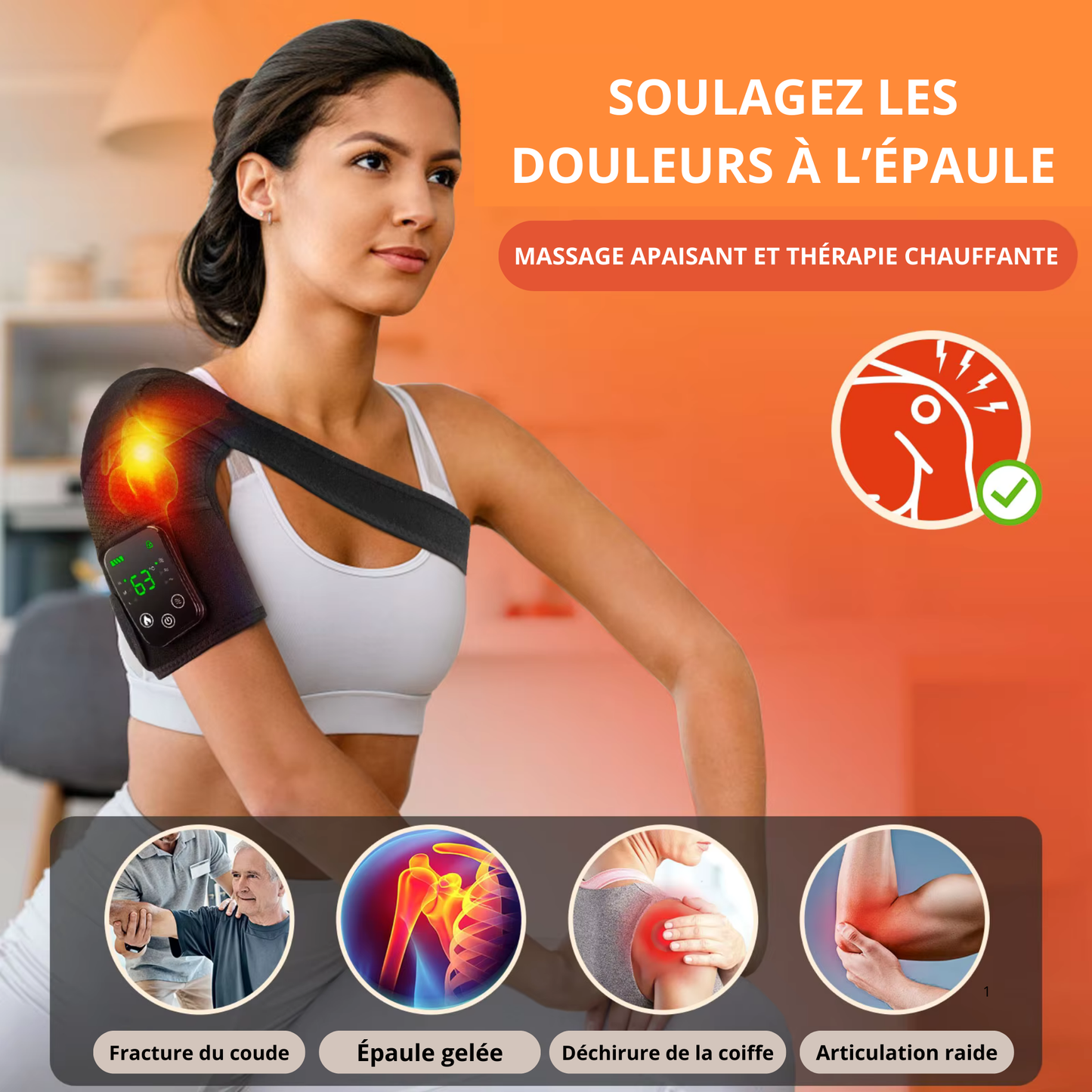 Masseur vibrant et chauffant multifonction